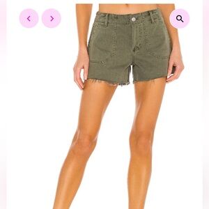 PAIGE Mayslie Utility Cut-off Jean Shorts In Ivy; size 27; excellent condition!